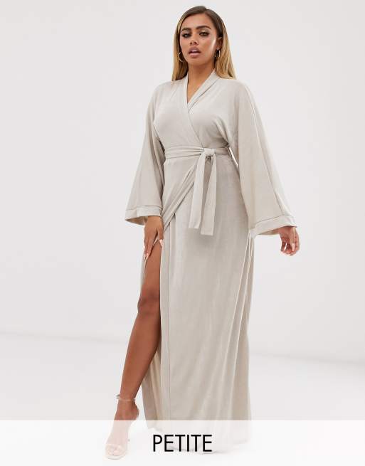 Missguided Petite Robe longue style kimono Champagne