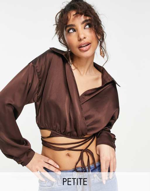 Missguided Satin Wrap Tops & Blouses