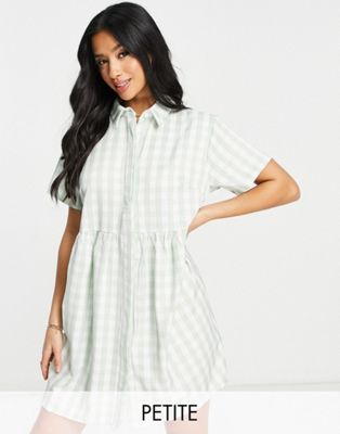 Missguided Petite shirt smock gingham dress in mint