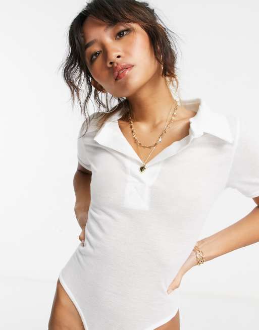 White collared sales bodysuit