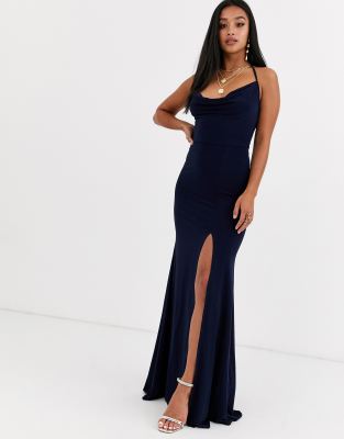 navy maxi dress with split