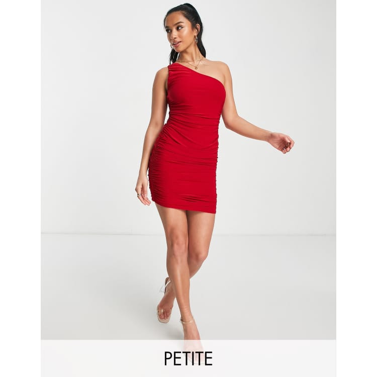 Missguided red one cheap shoulder dress