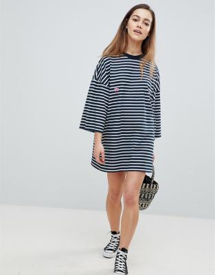 striped t shirt dress