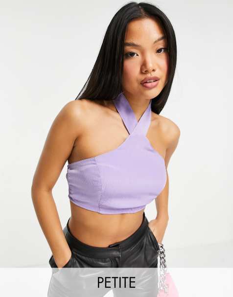 Missguided Petite - Top allacciato al collo lilla in coordinato - view 1