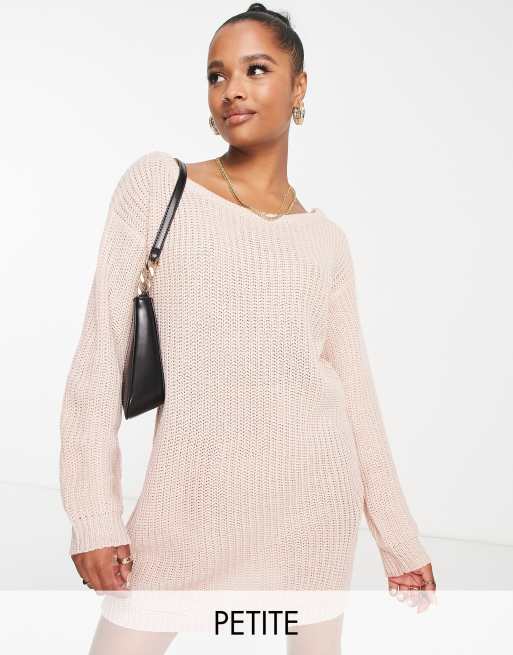 Missguided Petite - Trui jurk met blote schouders in roze - LPINK