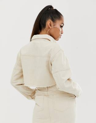 cropped tan denim jacket