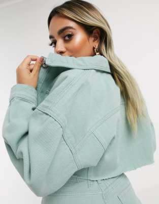 mint green denim jacket