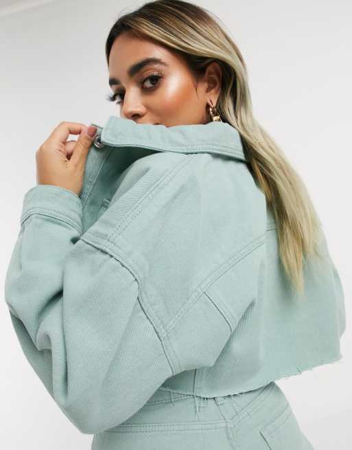 Missguided two-piece denim jacket in green