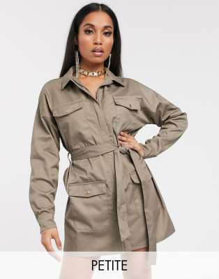 khaki utility shirt dress