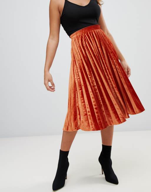 Gold pleated hotsell midi skirt petite