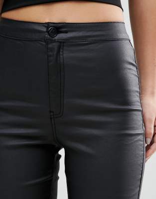 petite high waisted coated jeans