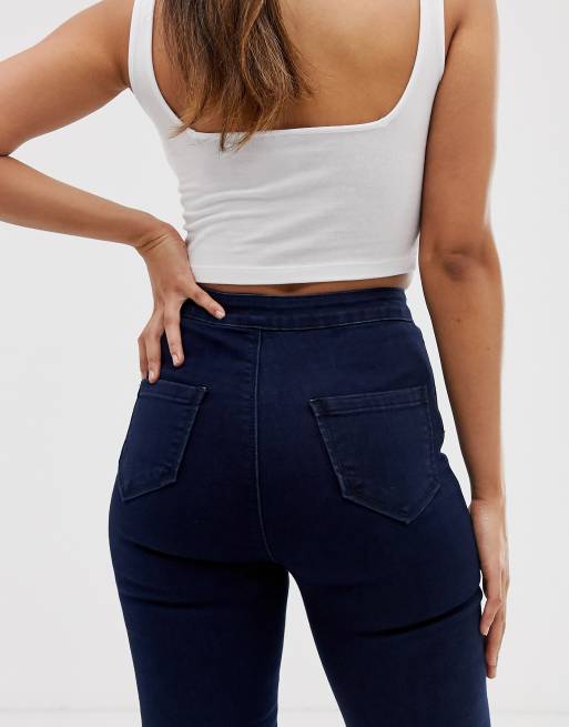 Missguided Petite vice high waisted super stretch skinny jean in blue, 3 of 4