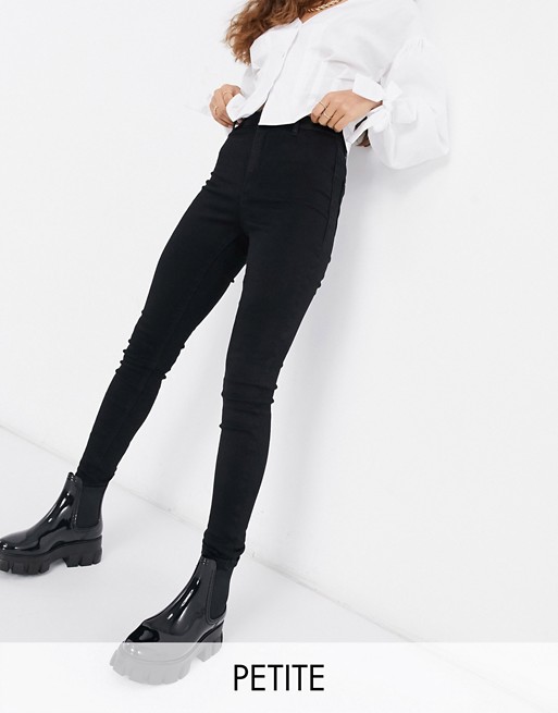 Missguided Petite Vice High Waisted Super Stretch Skinny Jean with Belt Loops in black