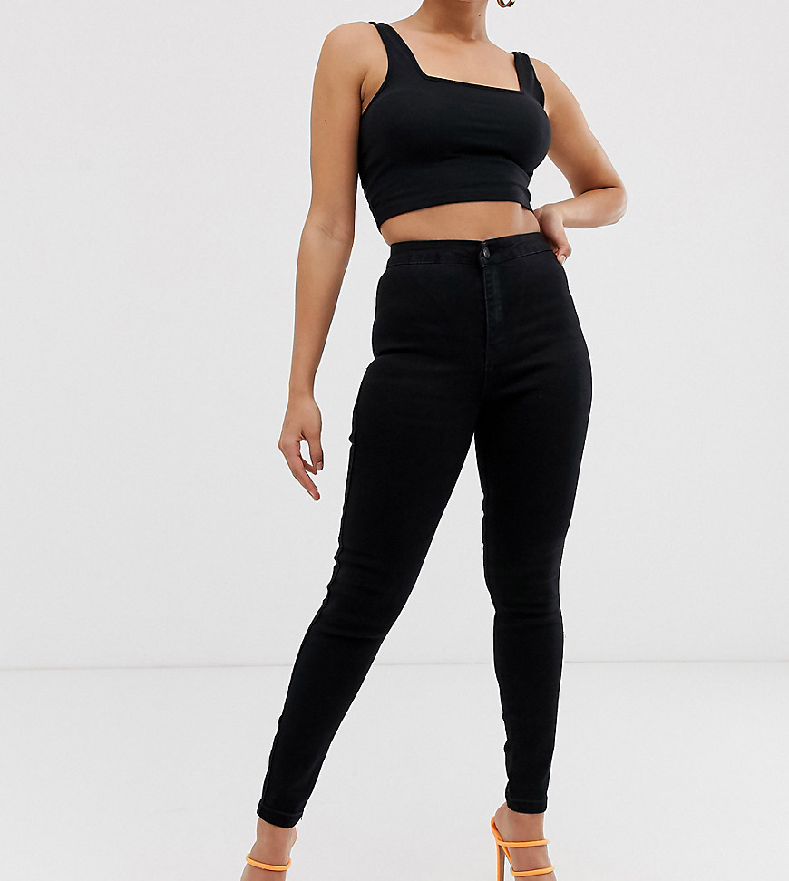Missguided Petite - Vice - Superstretch skinny jeans met hoge taille in zwart