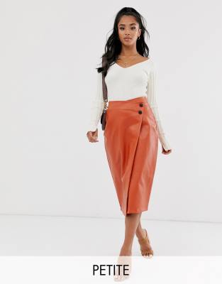 Missguided Petite wrap faux leather 