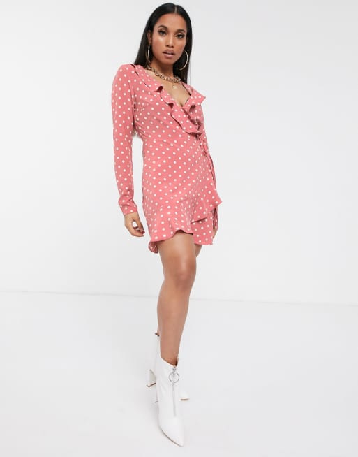 Pink polka shop dot ruffle dress