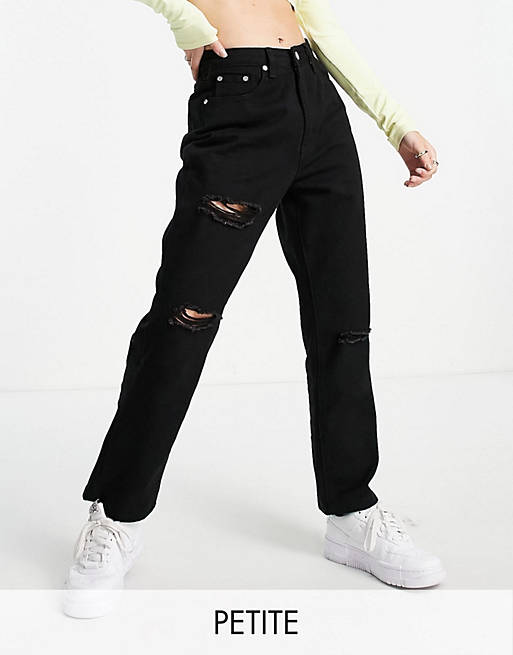 Missguided Petite wrath ripped jean in black - BLACK