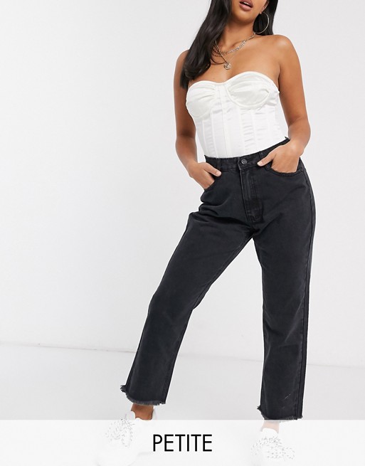 Missguided Petite wrath straight leg jeans in black