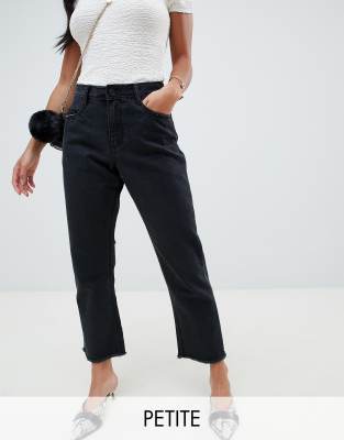 petite black straight leg jeans