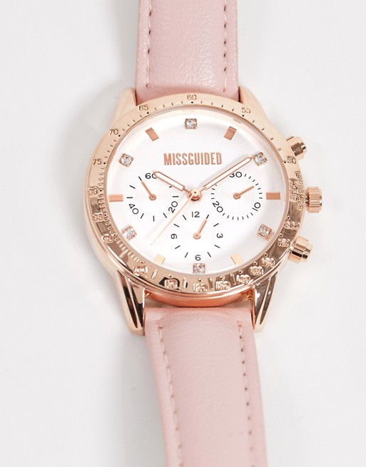 Missguided pink and rose gold watch