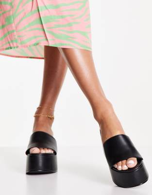 Missguided platform mules in black