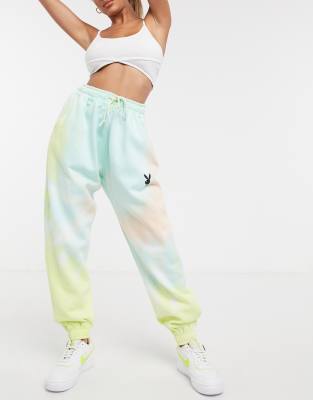 playboy x missguided blue tie dye oversized joggers