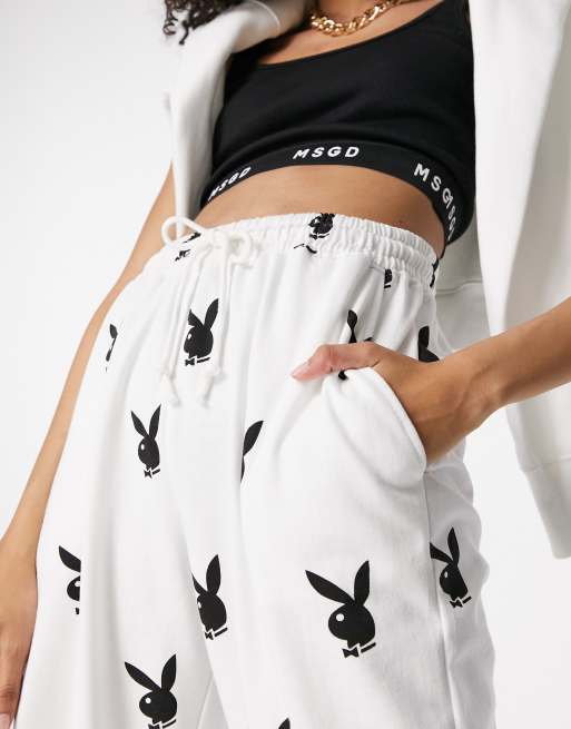 Playboy x missguided white bunny print joggers new arrivals