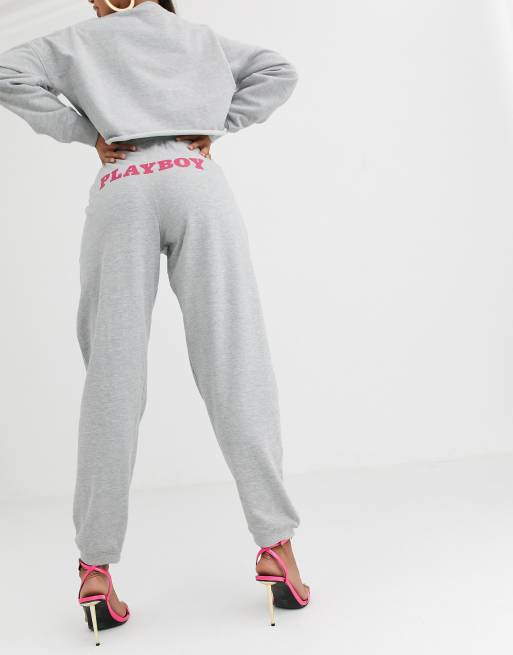 Playboy x missguided black velour wide leg discount joggers