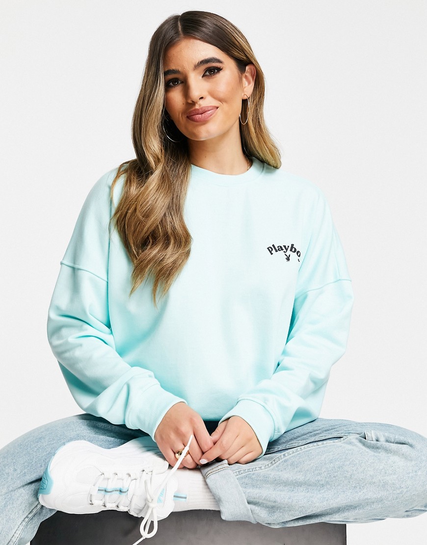 Missguided Playboy logo oversized sweat in green - part of a set