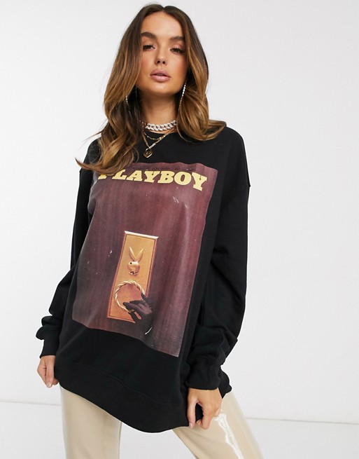 Missguided Playboy magazine graphic sweatshirt in black