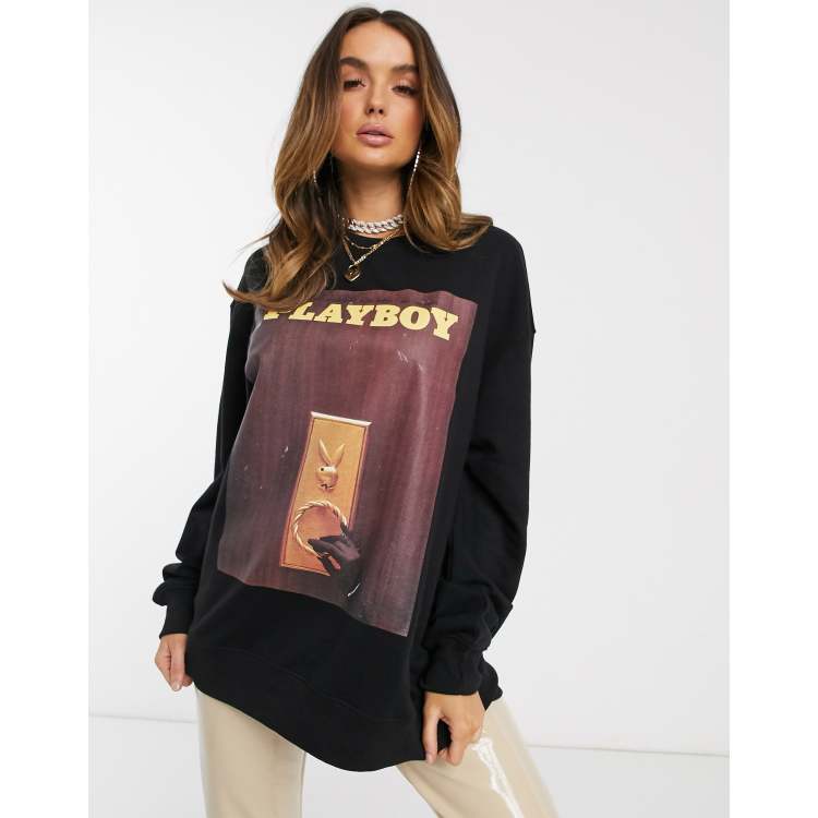 Missguided Playboy magazine graphic sweatshirt in black ASOS