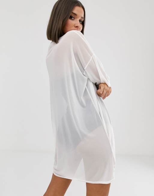 White mesh shop shirt dress