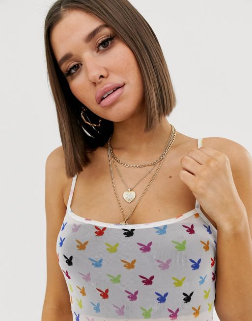 Missguided Playboy monogram all over print dress in multi