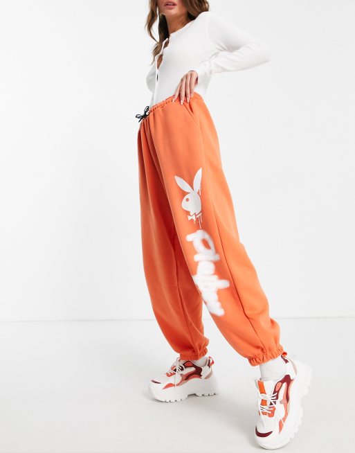 Missguided Playboy Oversized Jogger In Orange Asos
