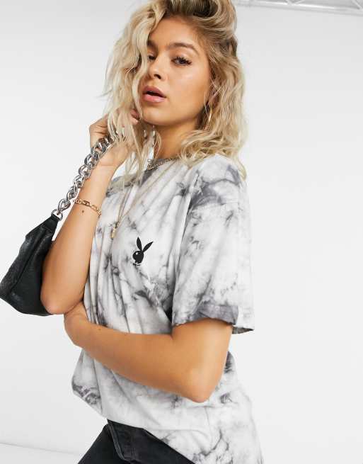 Missguided Playboy oversized t-shirt in tie dye print | ASOS