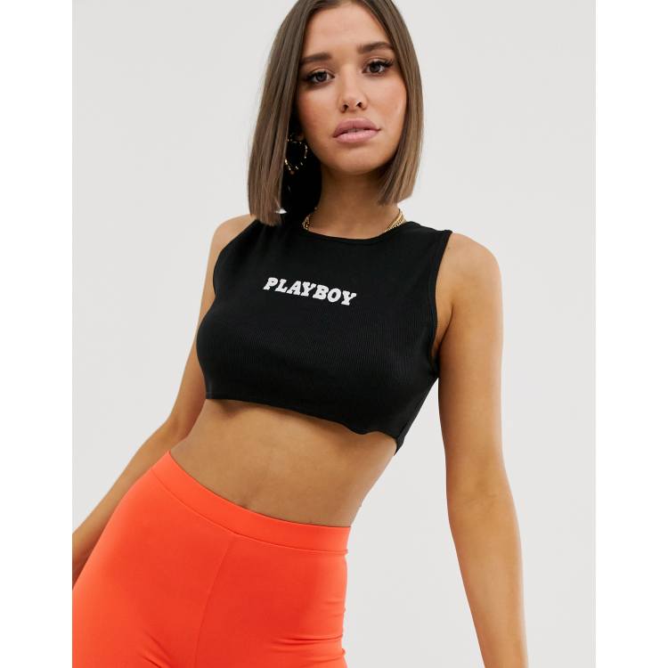 Playboy Crop Top Jersey Pink