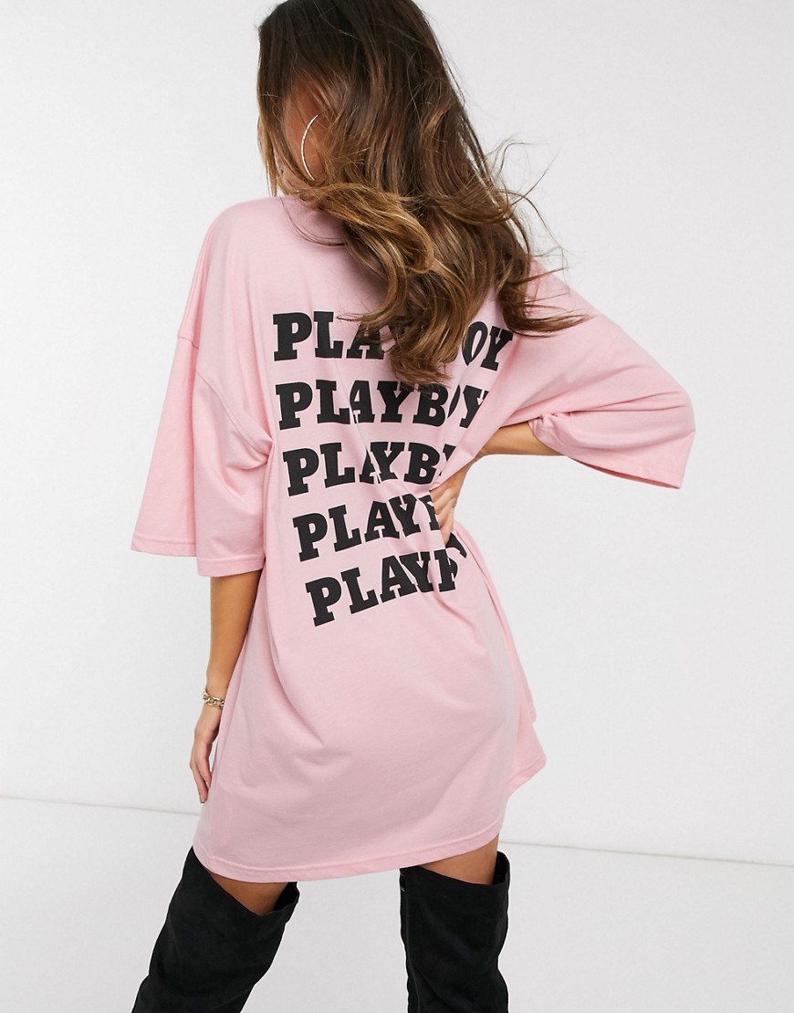 Missguided - Playboy - T-shirtjurk met slogan in roze