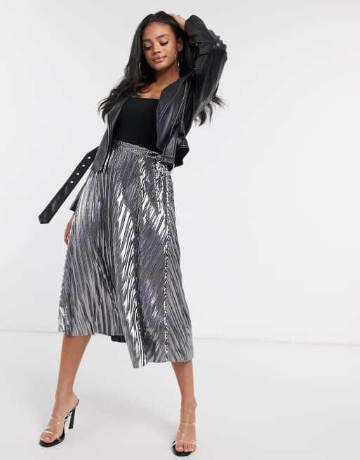 Missguided silver outlet skirt