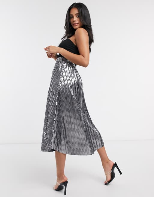 Pleated midi outlet skirt missguided