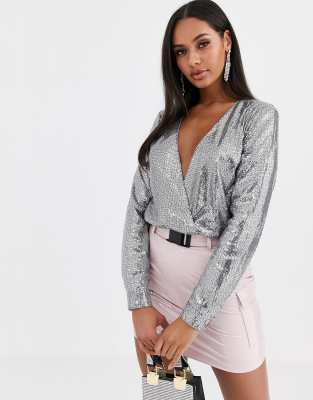 silver bodysuit