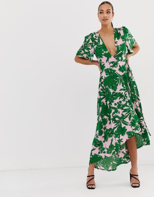 missguided green wrap dress