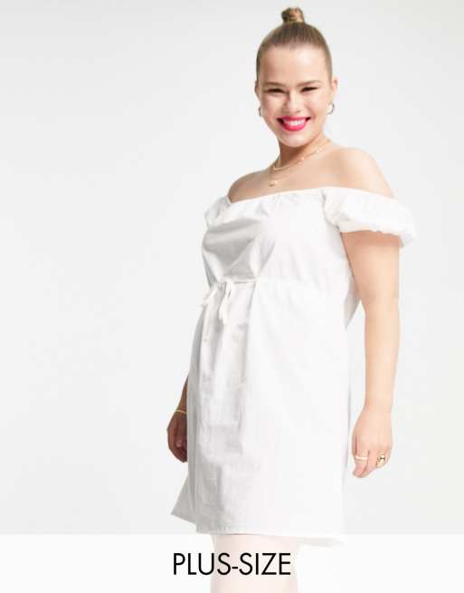 White bardot shop dress plus size