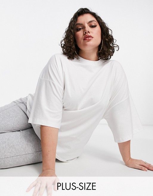 Missguided Plus basic oversized t-shirt in white