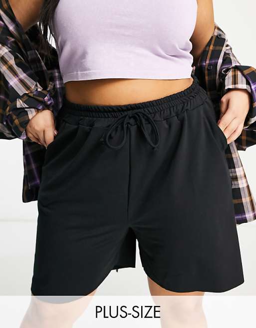 Missguided Plus basics sweatpants shorts in black | ASOS
