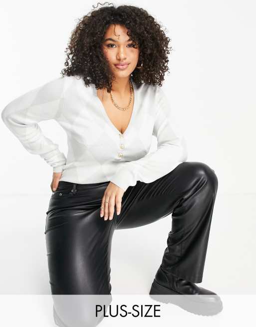 Missguided Plus - Body met ruitmotief in grijs