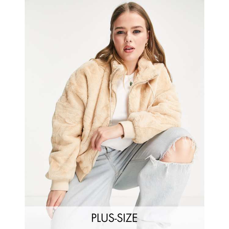 Missguided Plus Bomber en fausse fourrure Fauve TAN ASOS