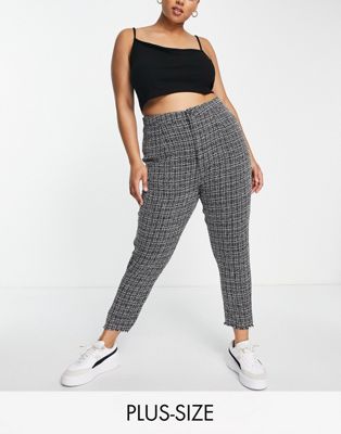 Missguided Plus boucle trousers in grey