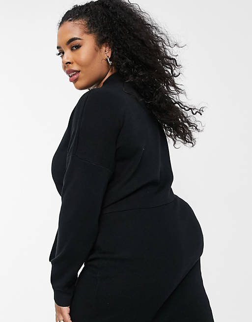 Jumpers & Cardigans Missguided Plus co-ord cropped jumper with funnel neck in black 