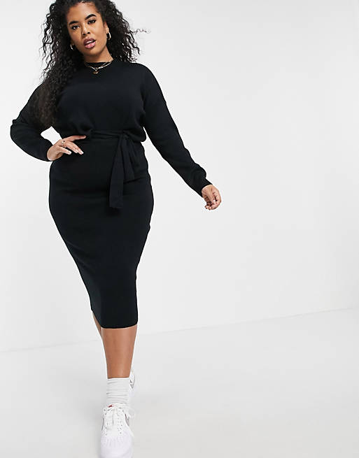 Jumpers & Cardigans Missguided Plus co-ord cropped jumper with funnel neck in black 