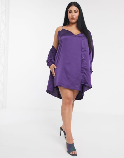 Missguided purple cheap satin dress